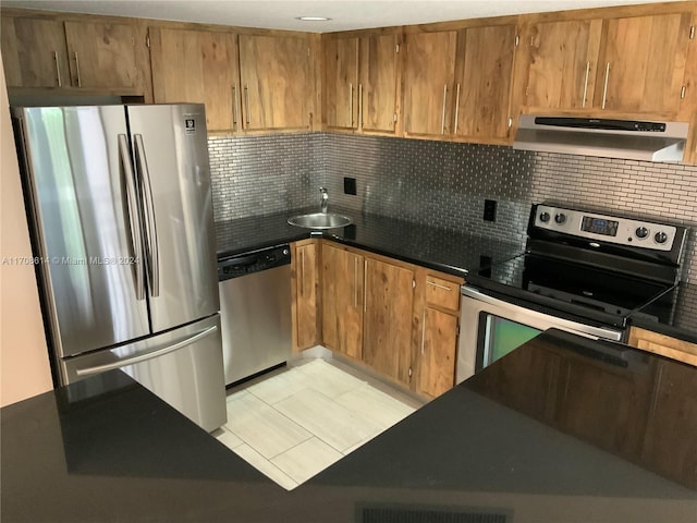 kitchen featuring backsplash, sink, and stainless steel appliances