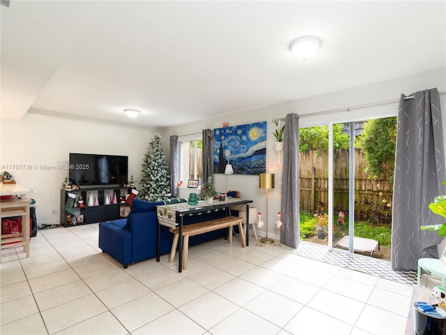 view of tiled living room