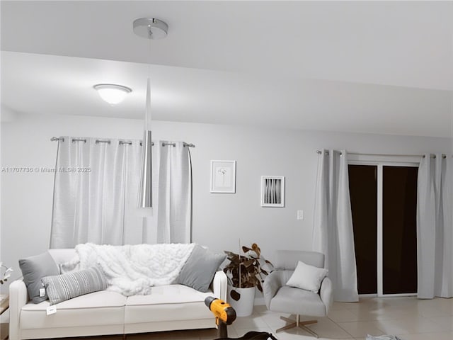 living room featuring light tile patterned floors