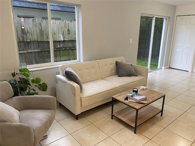 view of tiled living room