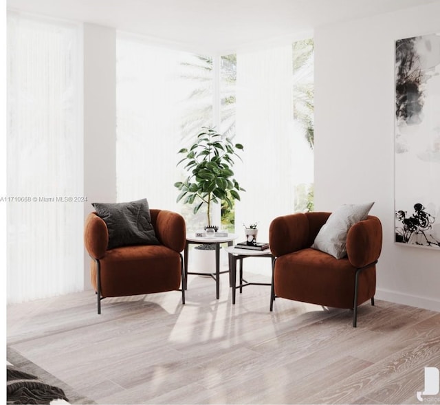 living area featuring light hardwood / wood-style floors