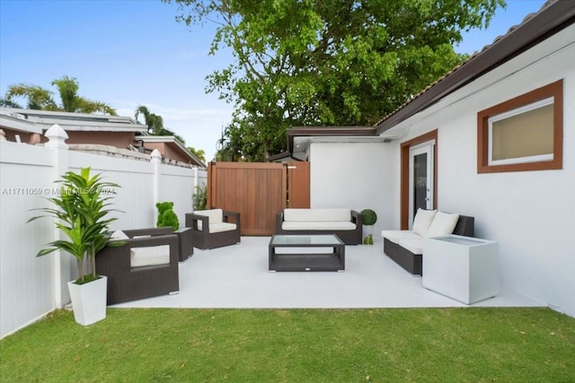 view of patio featuring an outdoor hangout area