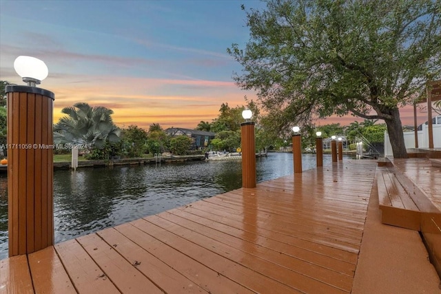 dock area featuring a water view