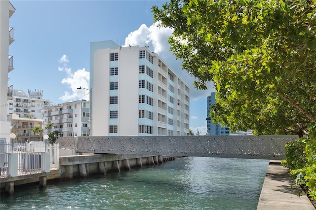 exterior space featuring a water view