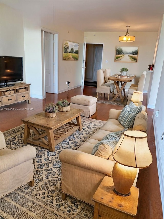 living room with hardwood / wood-style flooring