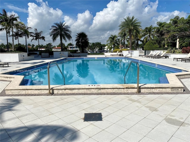 view of swimming pool with a patio