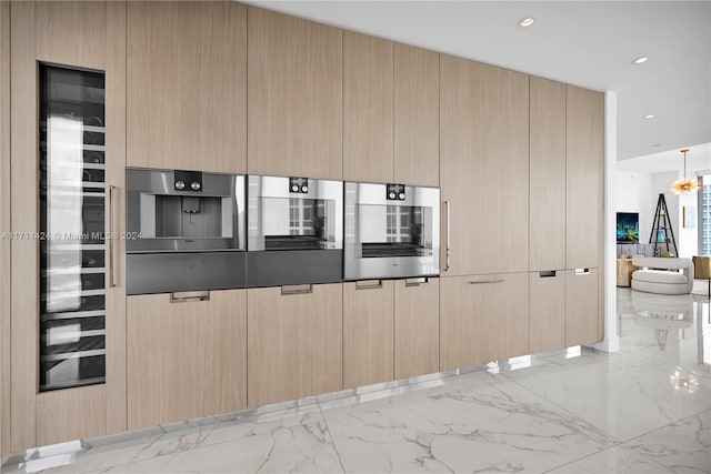 kitchen with light brown cabinets