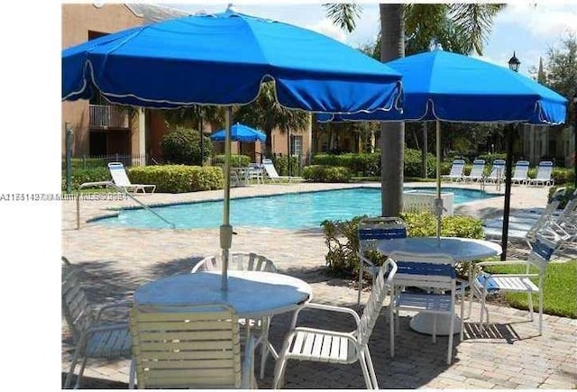 view of pool featuring a patio