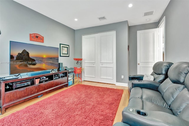 living room featuring light wood-type flooring