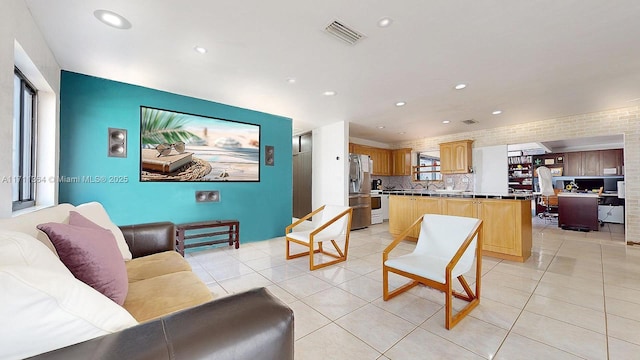 16313 SW 99th Pl, Miami, FL 33157 - living room featuring light tile patterned floors, visible vents, and recessed lighting