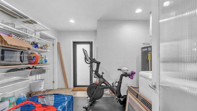 exercise room with electric water heater