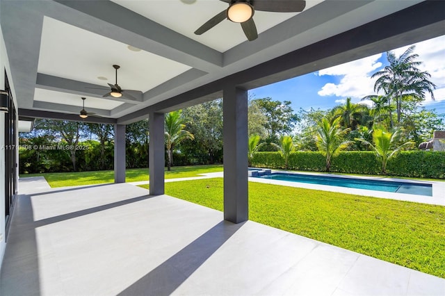 view of patio featuring a fenced in pool