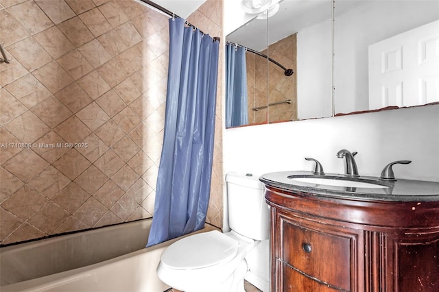 full bathroom featuring vanity, toilet, and shower / bath combo