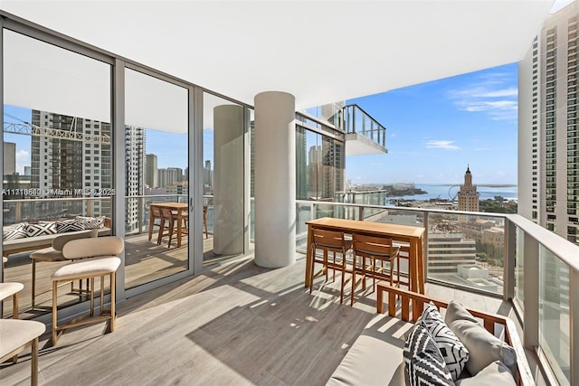 balcony with a water view