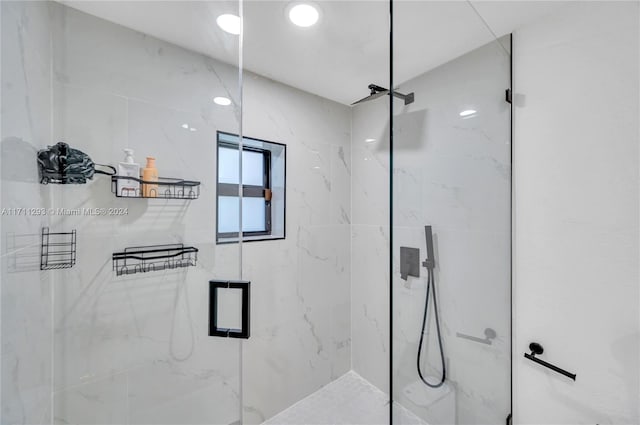 bathroom featuring walk in shower