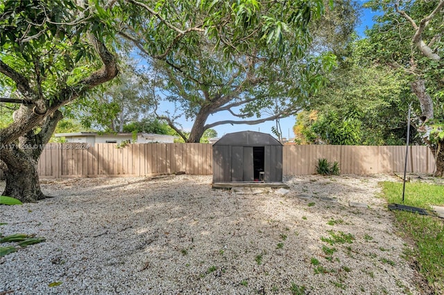 view of yard with a shed