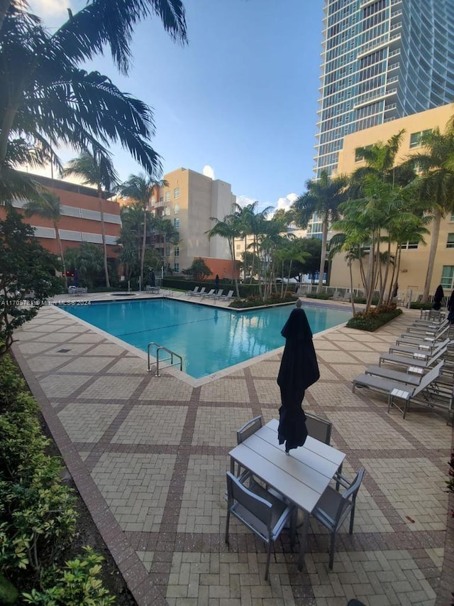 view of pool featuring a patio