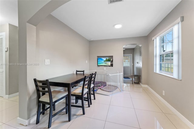 dining room featuring light tile patterned floors