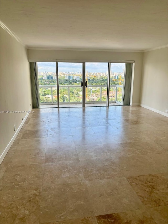 unfurnished room with ornamental molding