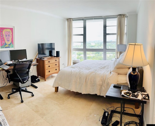 bedroom featuring ornamental molding