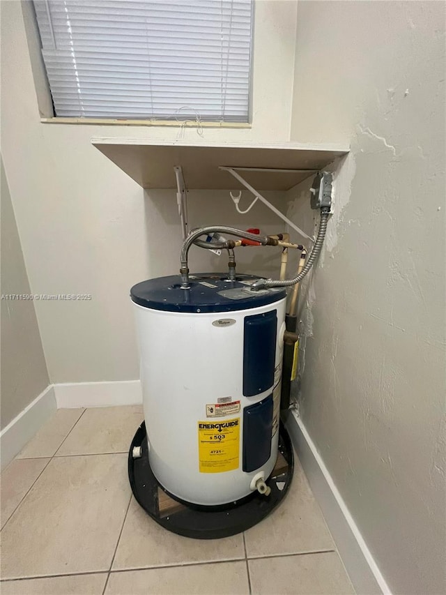 utility room featuring water heater