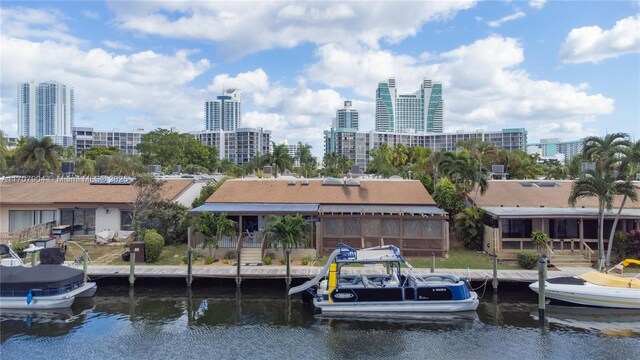 exterior space featuring a water view