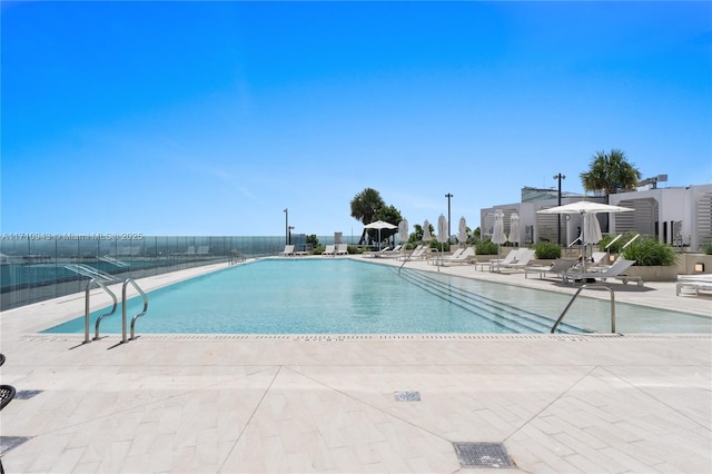 view of pool featuring a patio