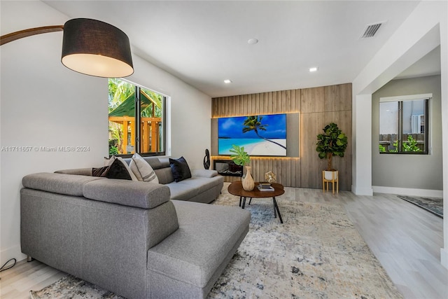 living room featuring light hardwood / wood-style floors