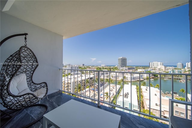 balcony with a water view