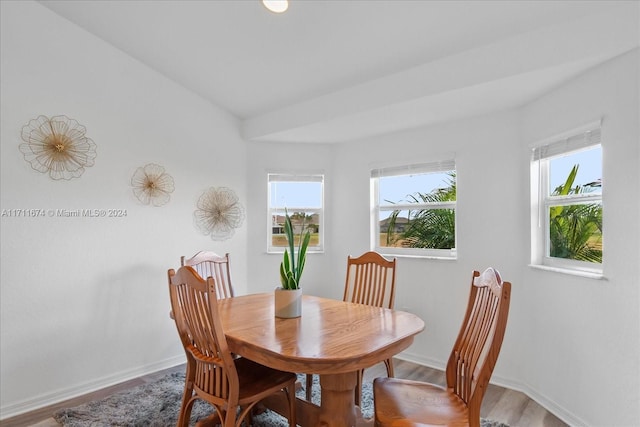 dining area with wood-type flooring