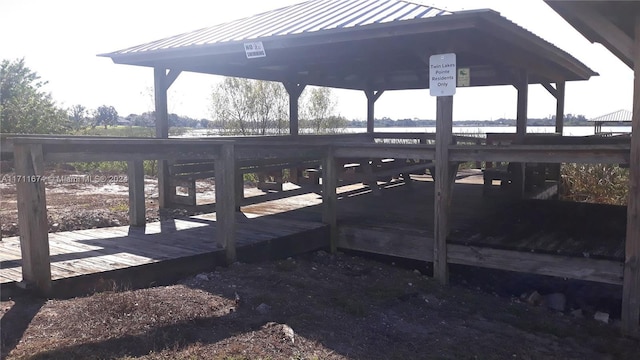 wooden deck with a gazebo