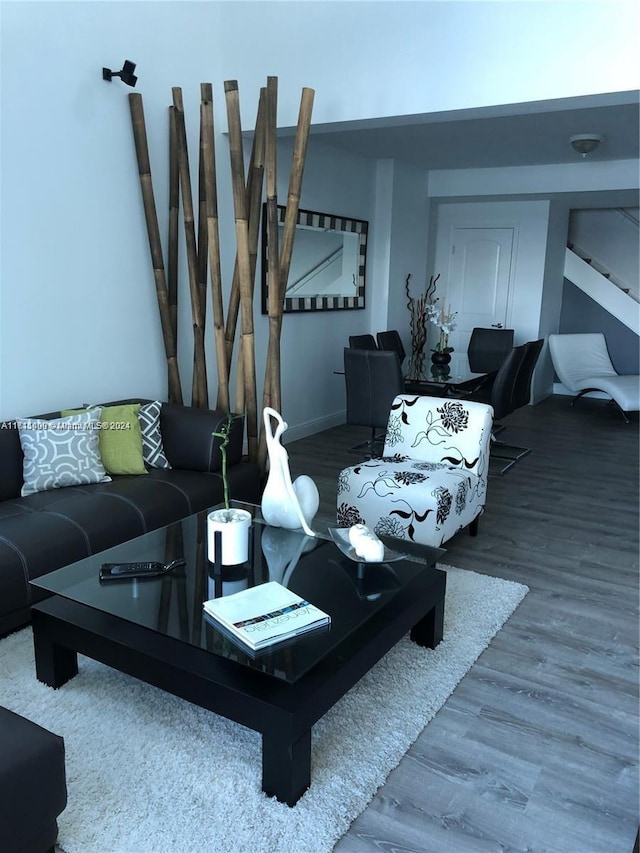 living room with hardwood / wood-style floors