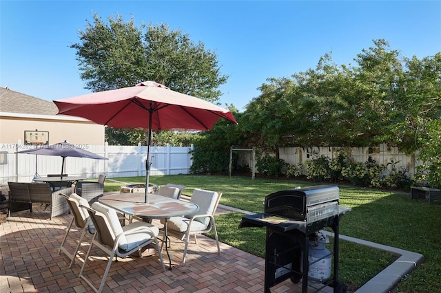 view of patio with area for grilling