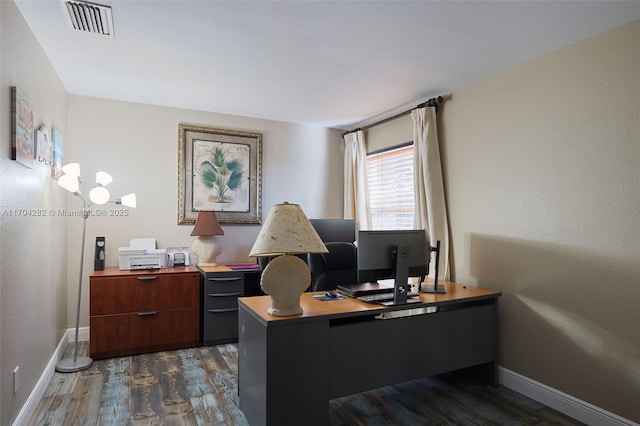 office featuring dark wood-type flooring