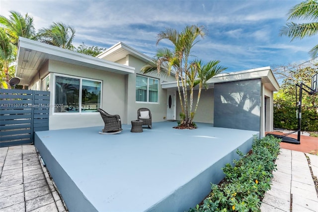 exterior space featuring stucco siding