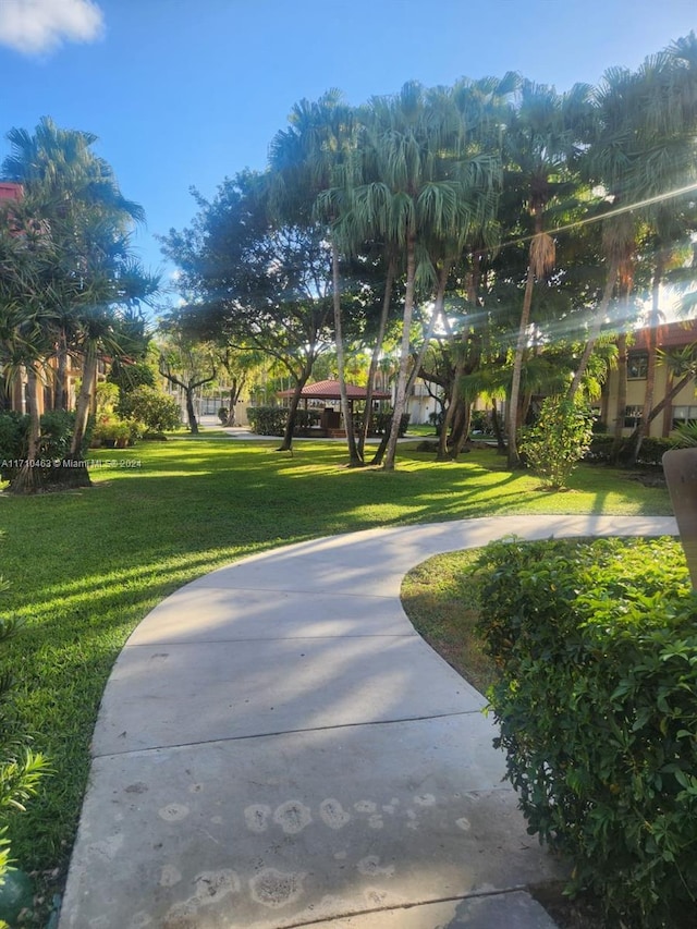 view of property's community with a lawn