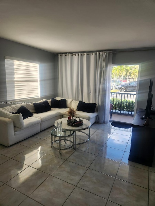 view of tiled living room