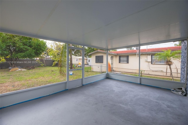 view of unfurnished sunroom