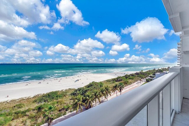 property view of water featuring a view of the beach