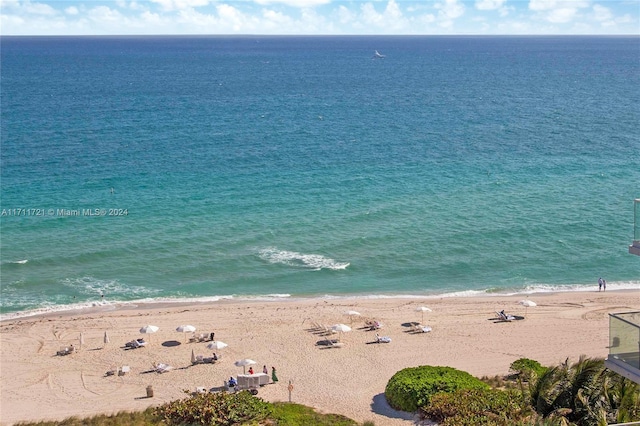 property view of water featuring a view of the beach