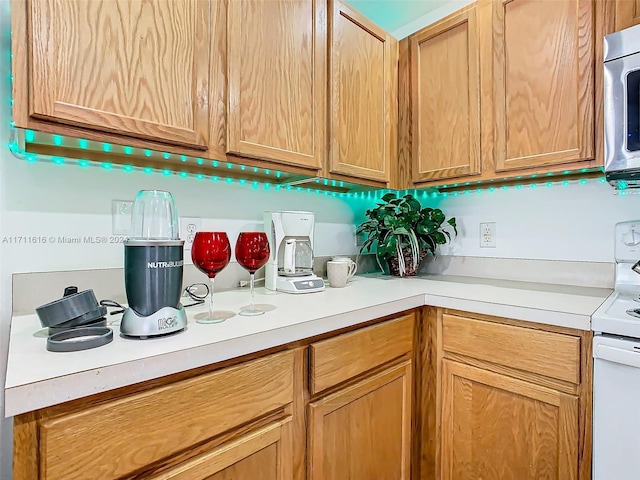 kitchen with white range