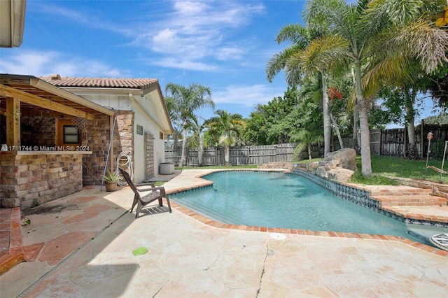 view of pool featuring a patio