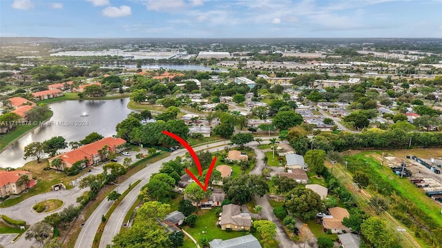 bird's eye view featuring a water view