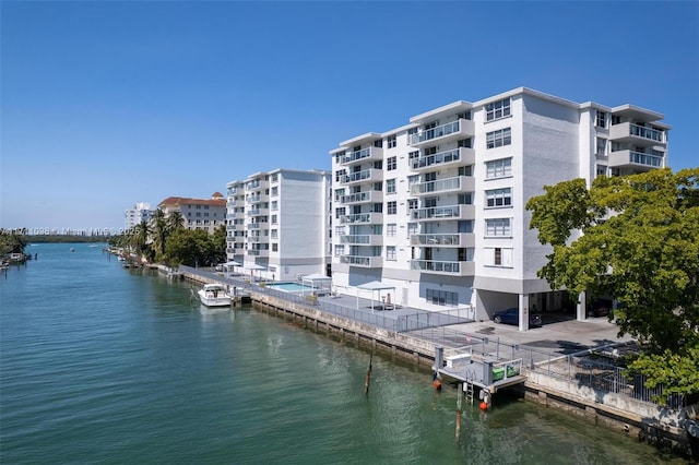 exterior space featuring a water view