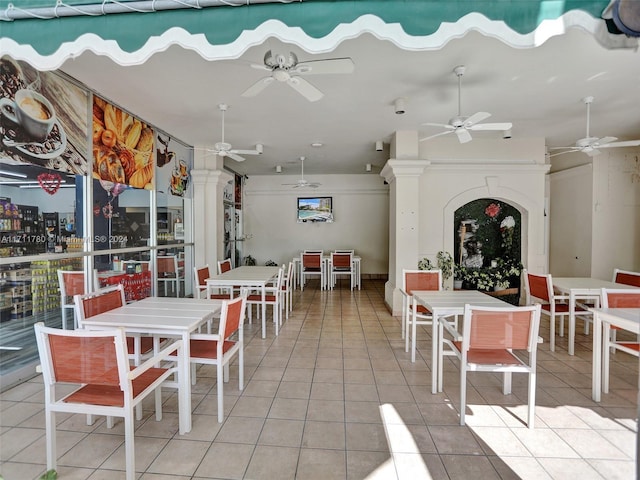 view of tiled dining space