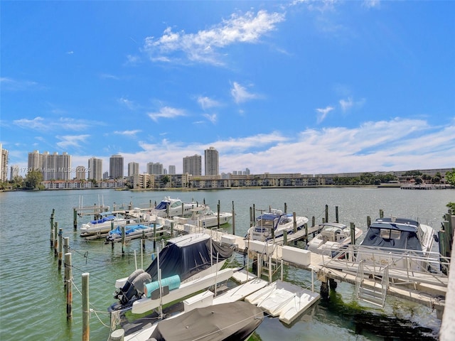 view of dock featuring a water view