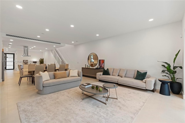 909 NE 16th Ave, Fort Lauderdale, FL 33304 - living area featuring stairway and recessed lighting
