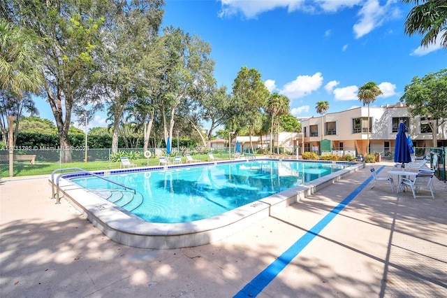 view of pool featuring a patio area