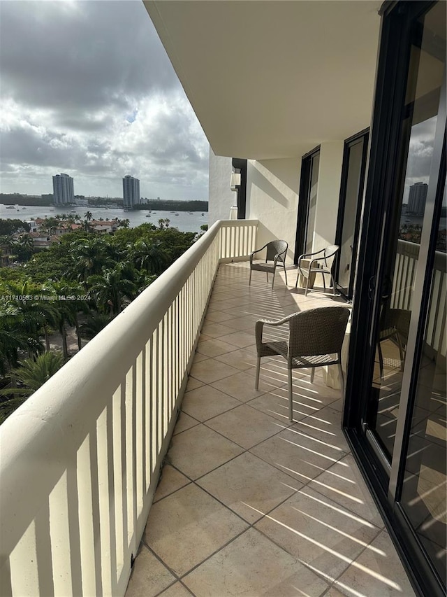 balcony with a water view