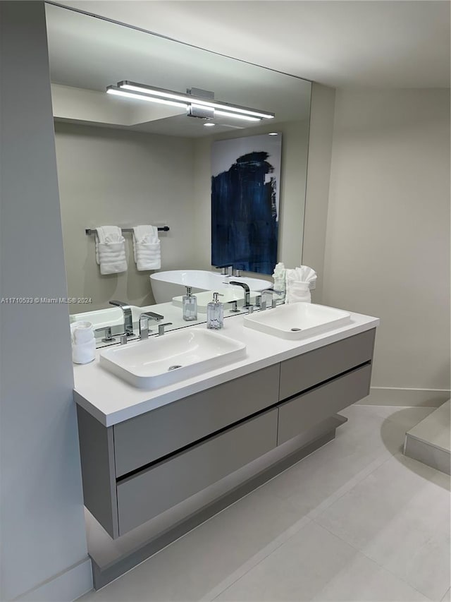 bathroom featuring vanity and tile patterned floors